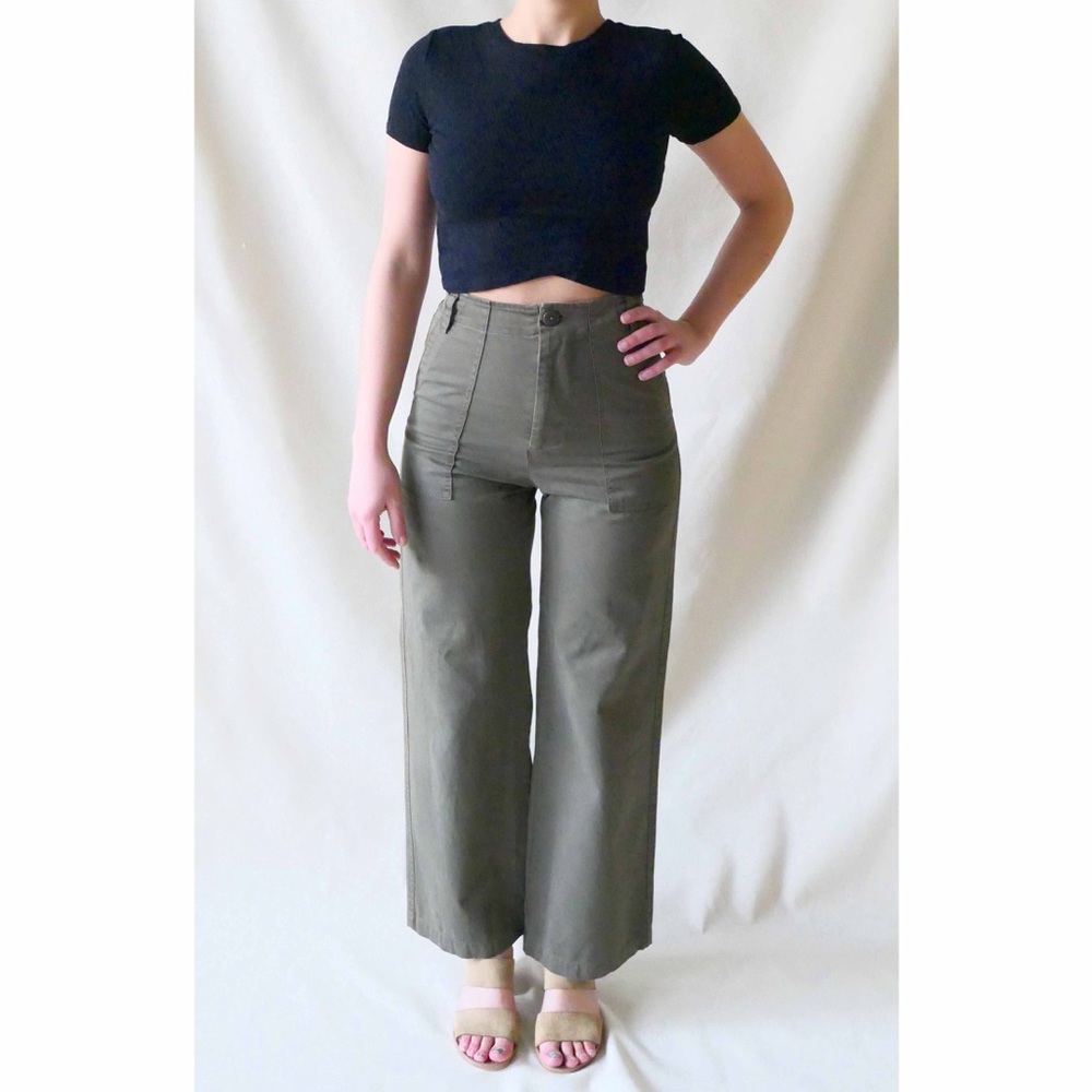 Designer High-waisted Wide Leg Pants (Bran…